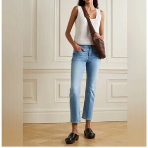 Frame Le High Straight Denim Jeans Crestmont Ankle Crop Light Wash Mid Rise 24